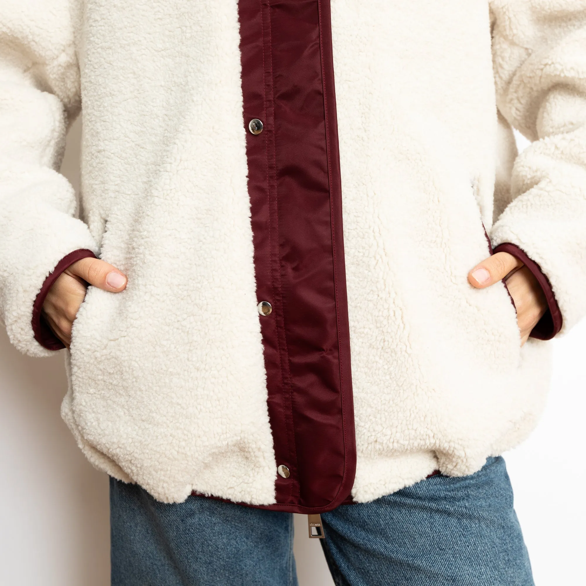 Reversible Bomber Jacket - wine red/sand
