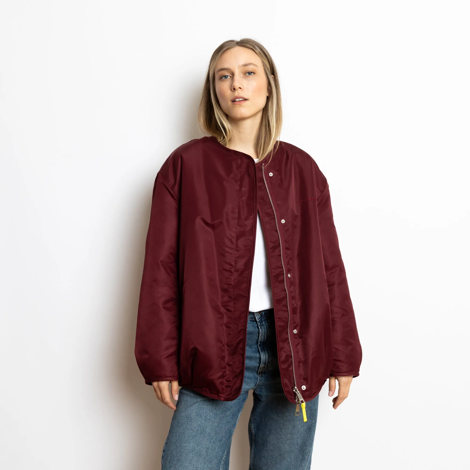 Reversible Bomber Jacket - wine red/sand