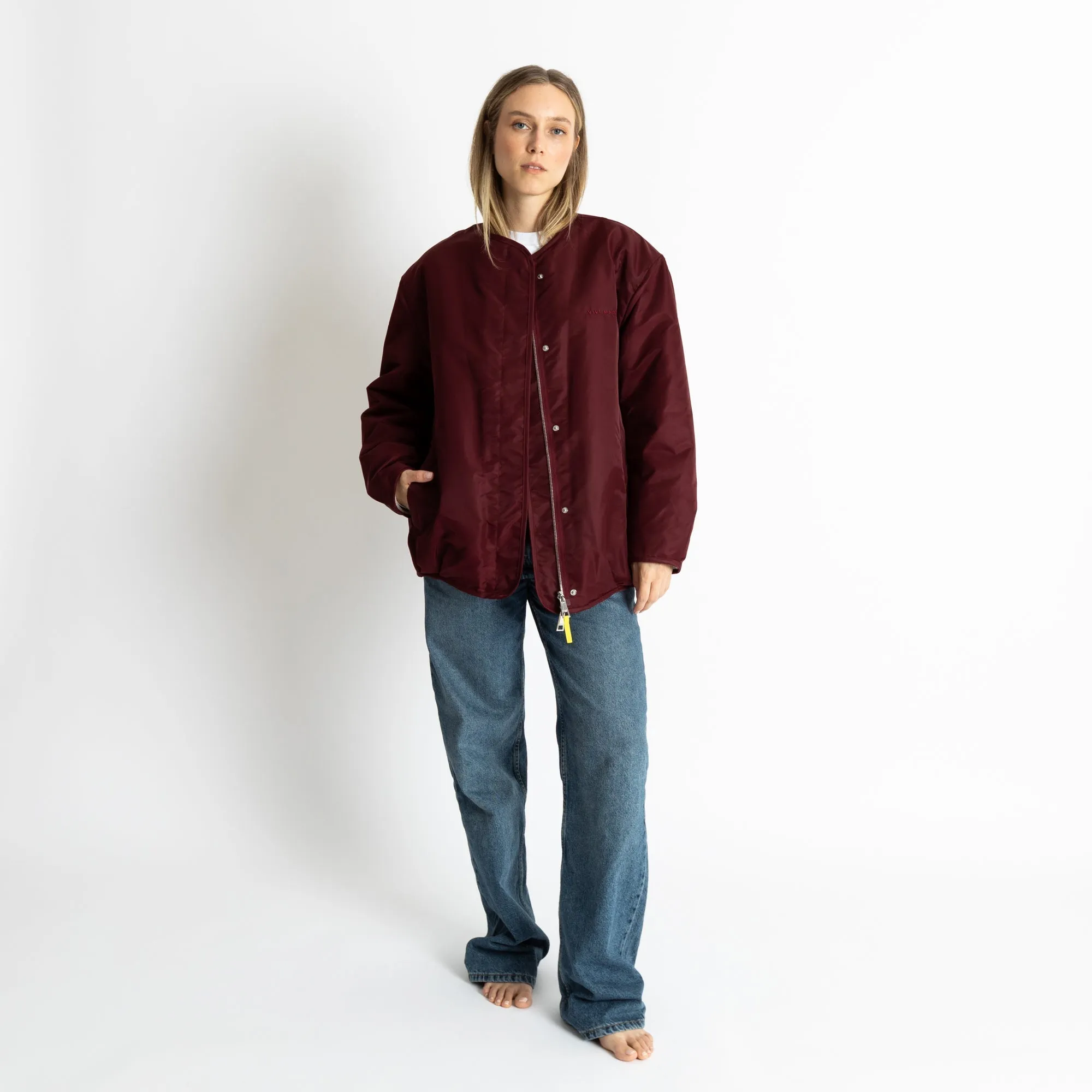 Reversible Bomber Jacket - wine red/sand