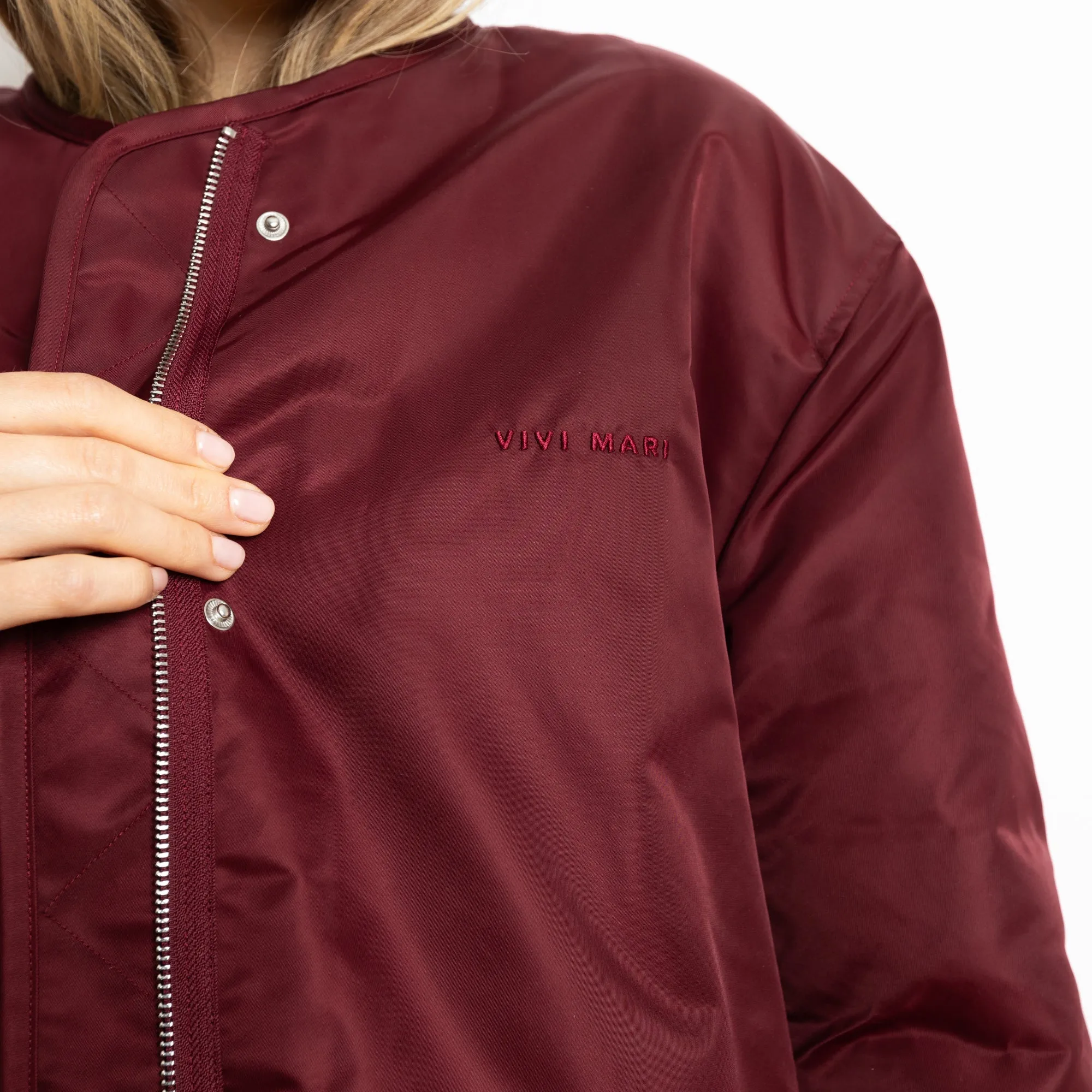 Reversible Bomber Jacket - wine red/sand