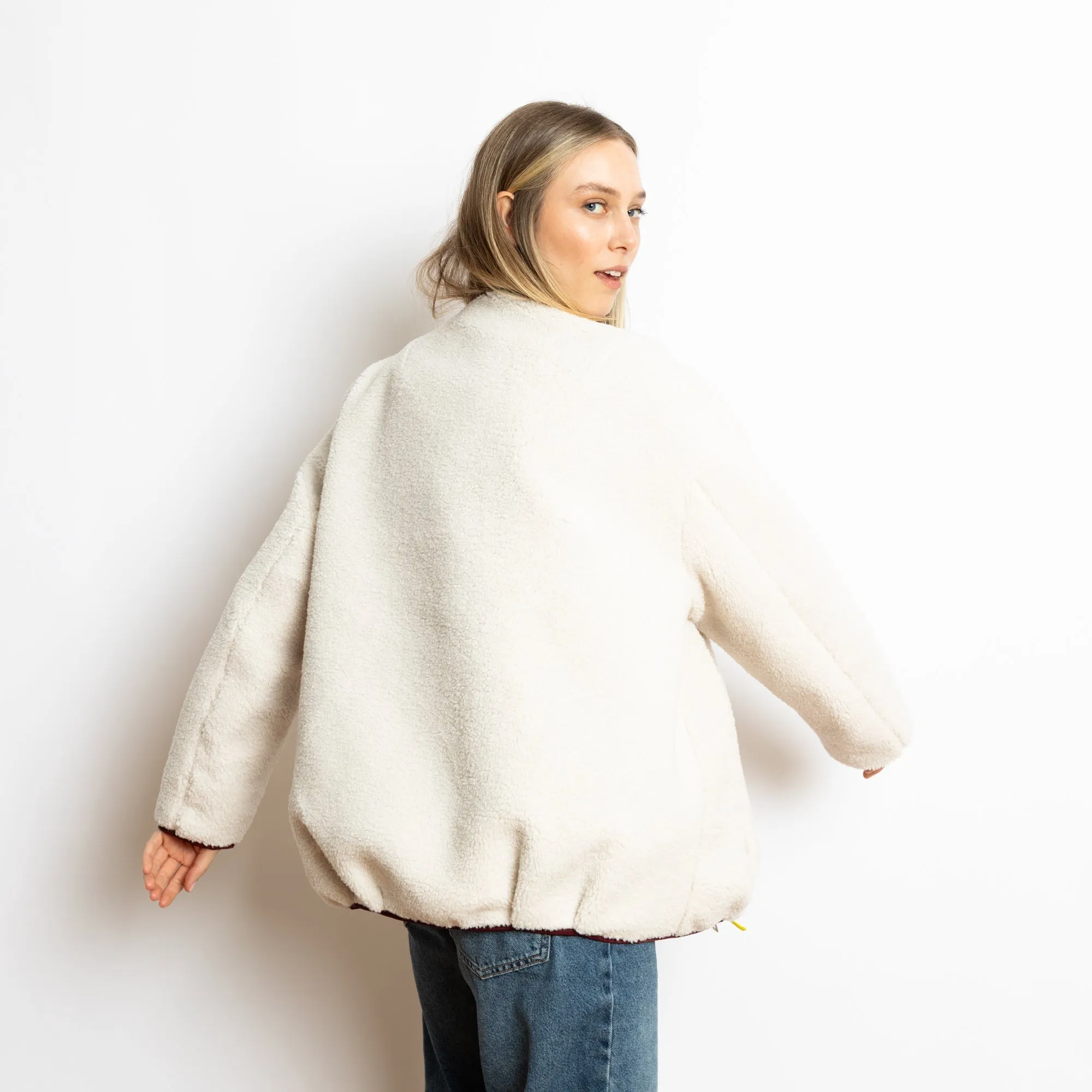 Reversible Bomber Jacket - wine red/sand
