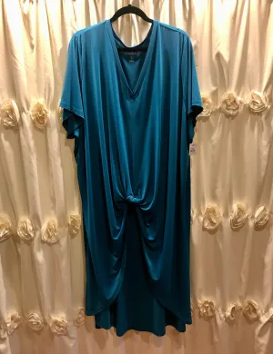 ROAMAN'S TEAL KNOTTED HI-LO TUNIC