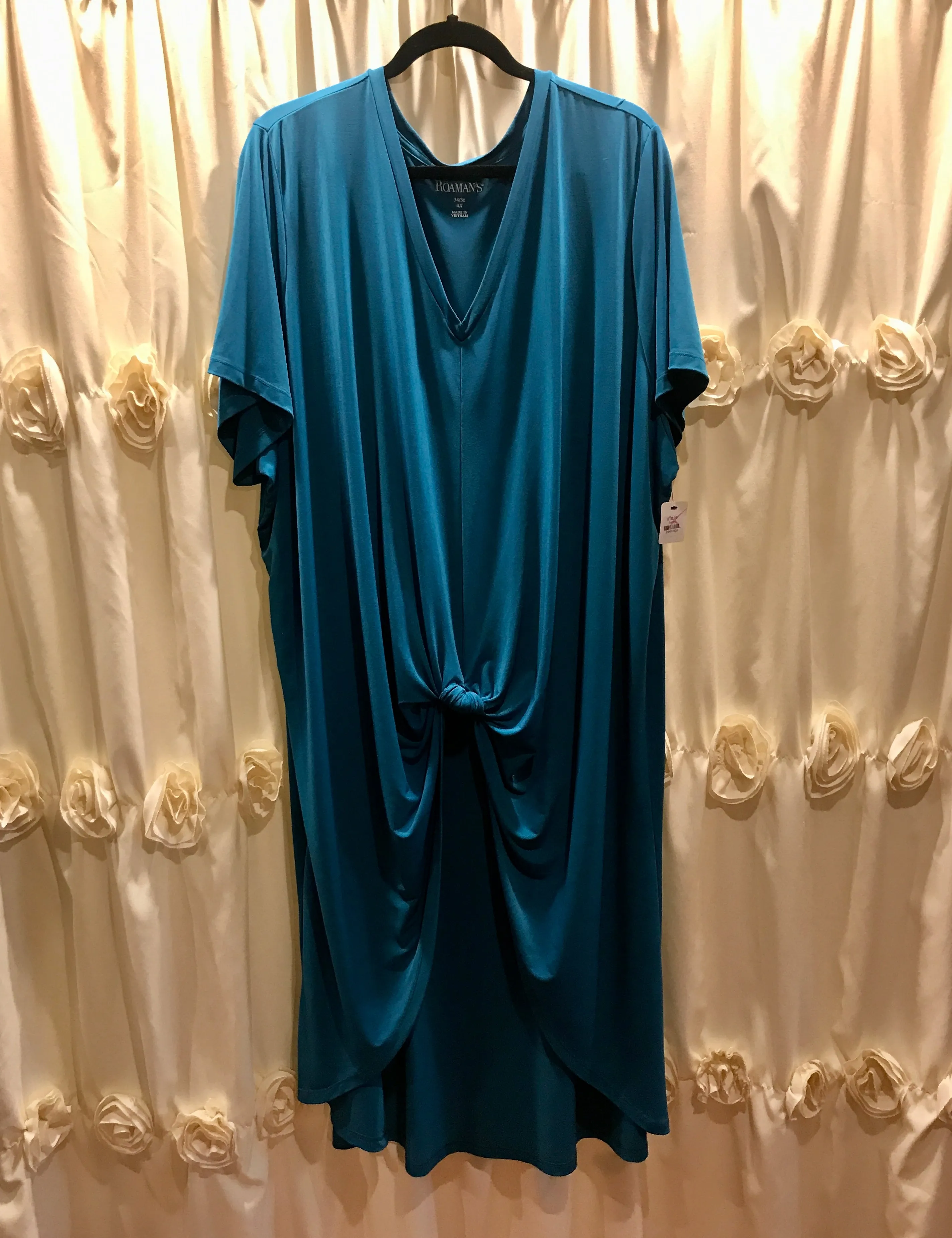 ROAMAN'S TEAL KNOTTED HI-LO TUNIC