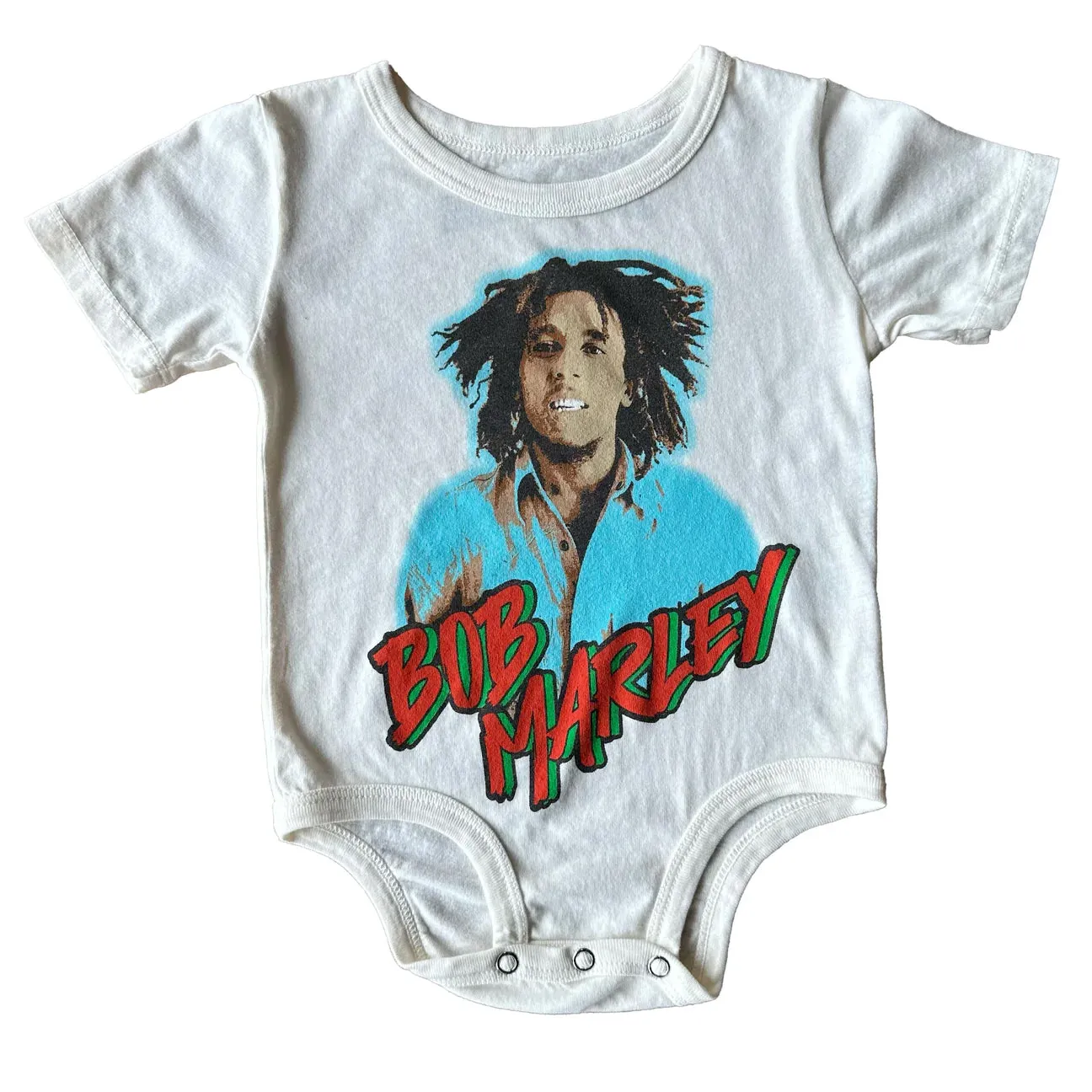 Rowdy Sprout Bob Marley Organic Short Sleeve White Bodysuit