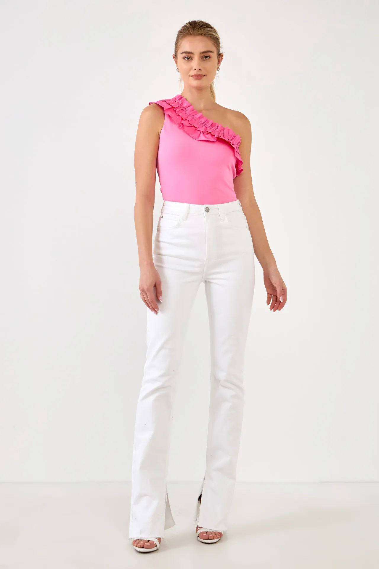 Ruffled Asymmetrical Bodysuit