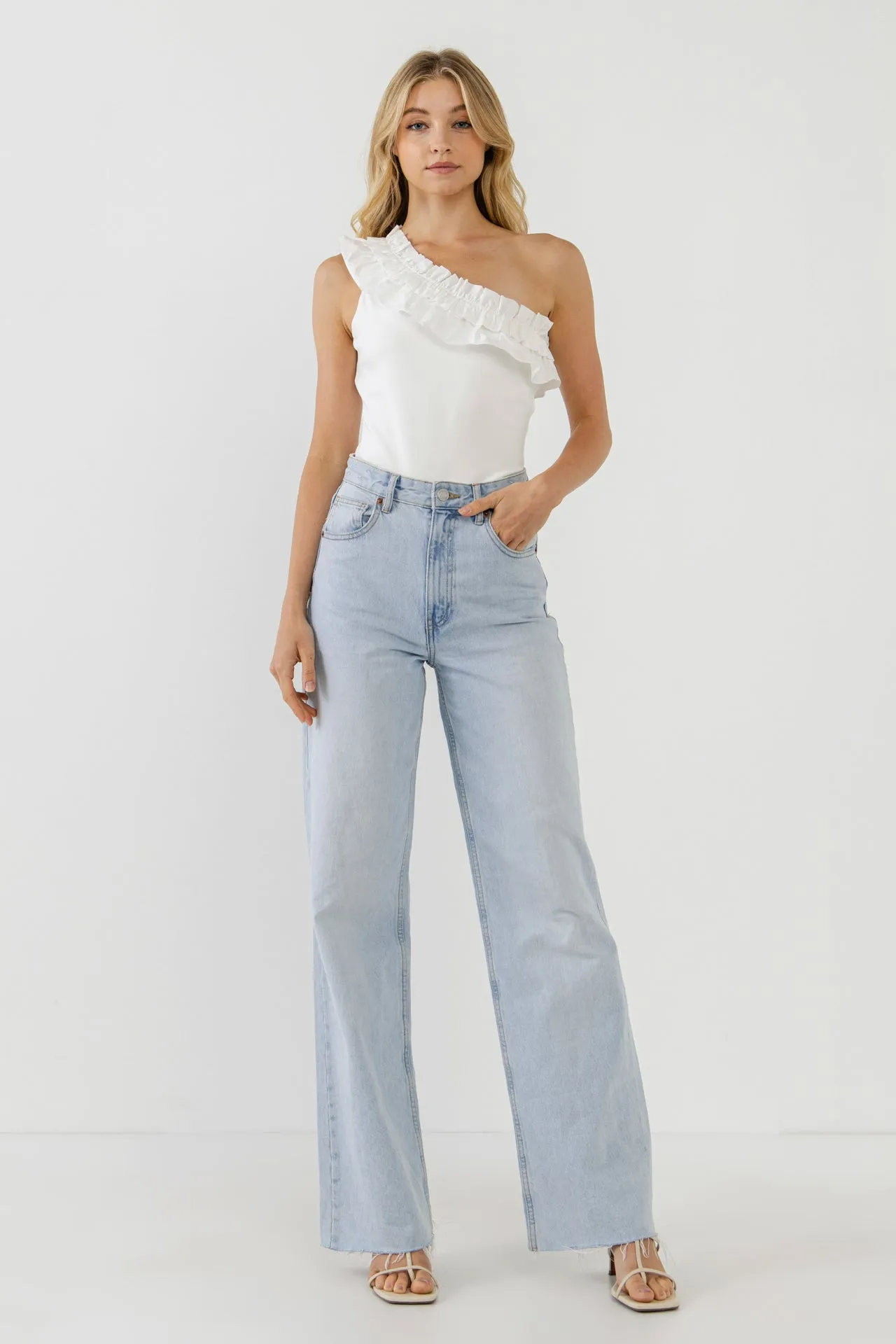 Ruffled Asymmetrical Bodysuit