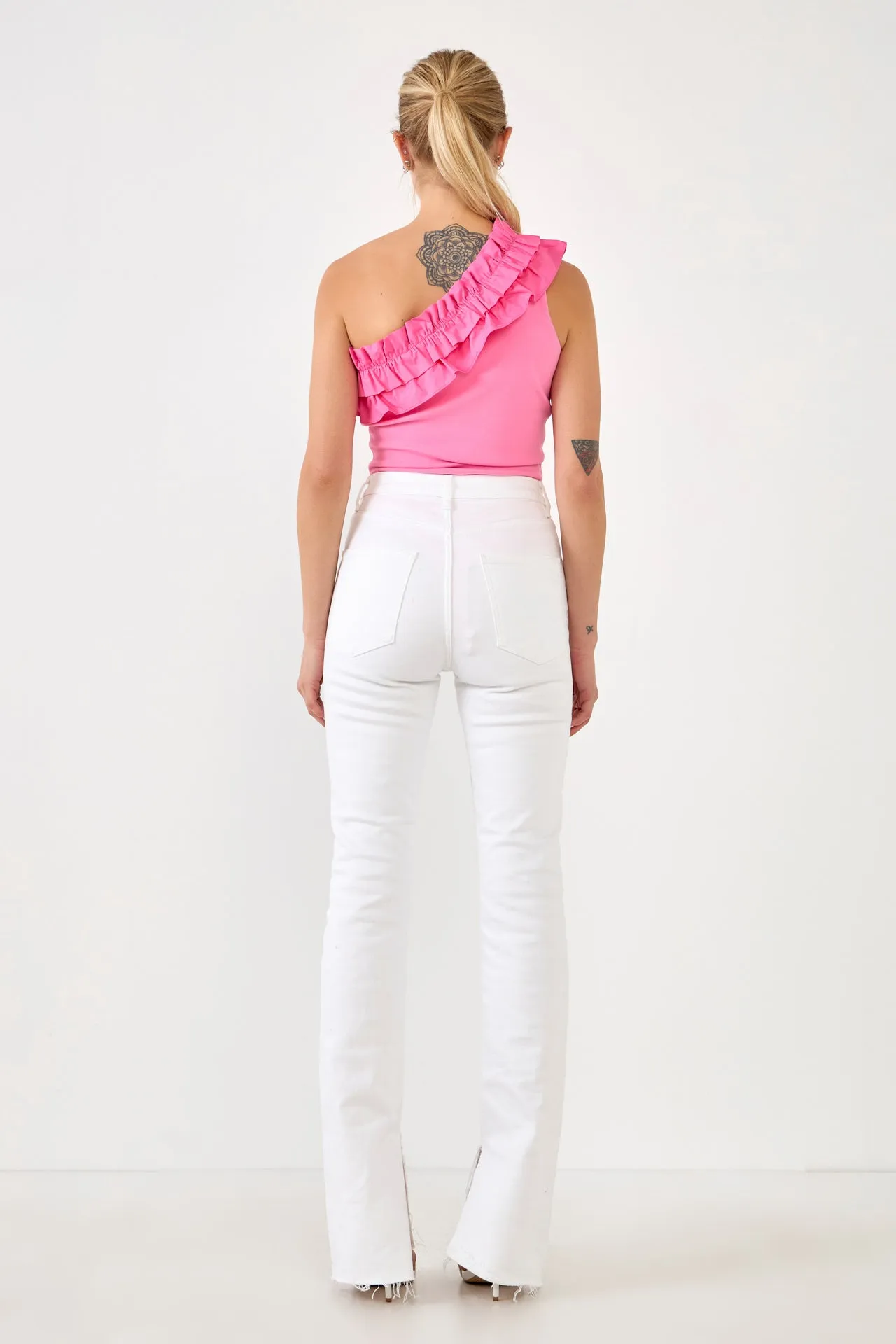 Ruffled Asymmetrical Bodysuit