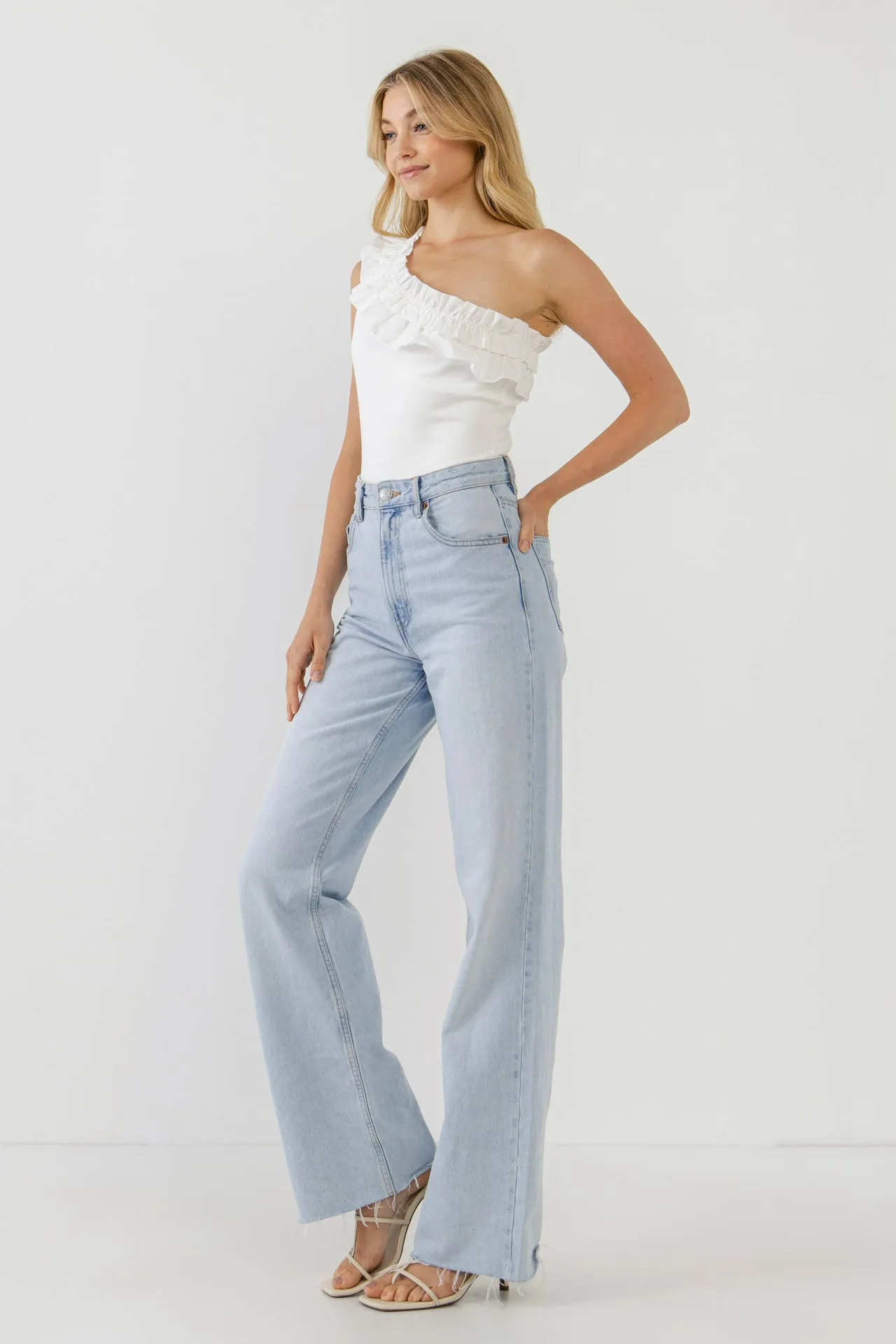 Ruffled Asymmetrical Bodysuit