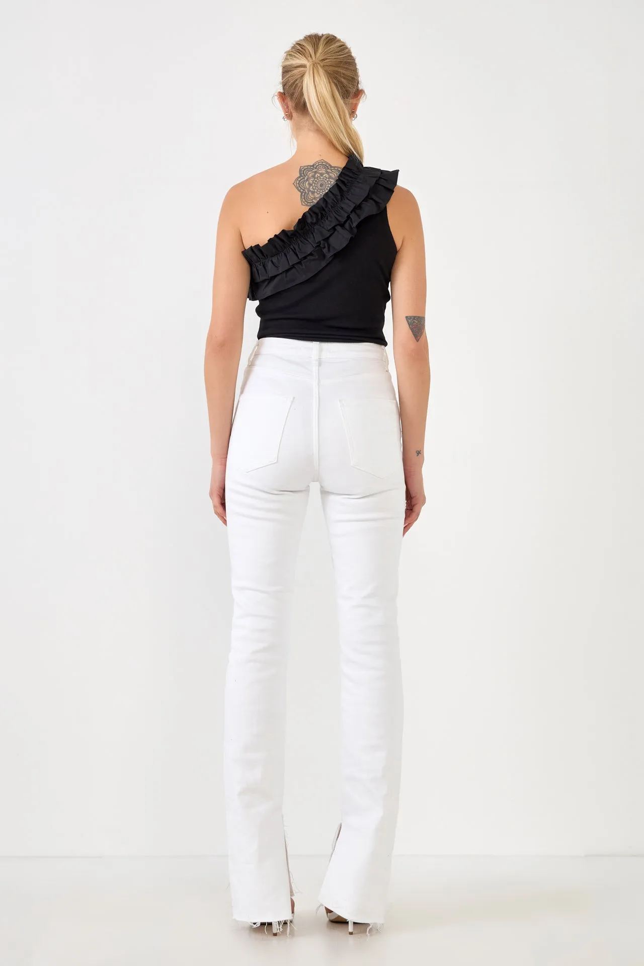 Ruffled Asymmetrical Bodysuit