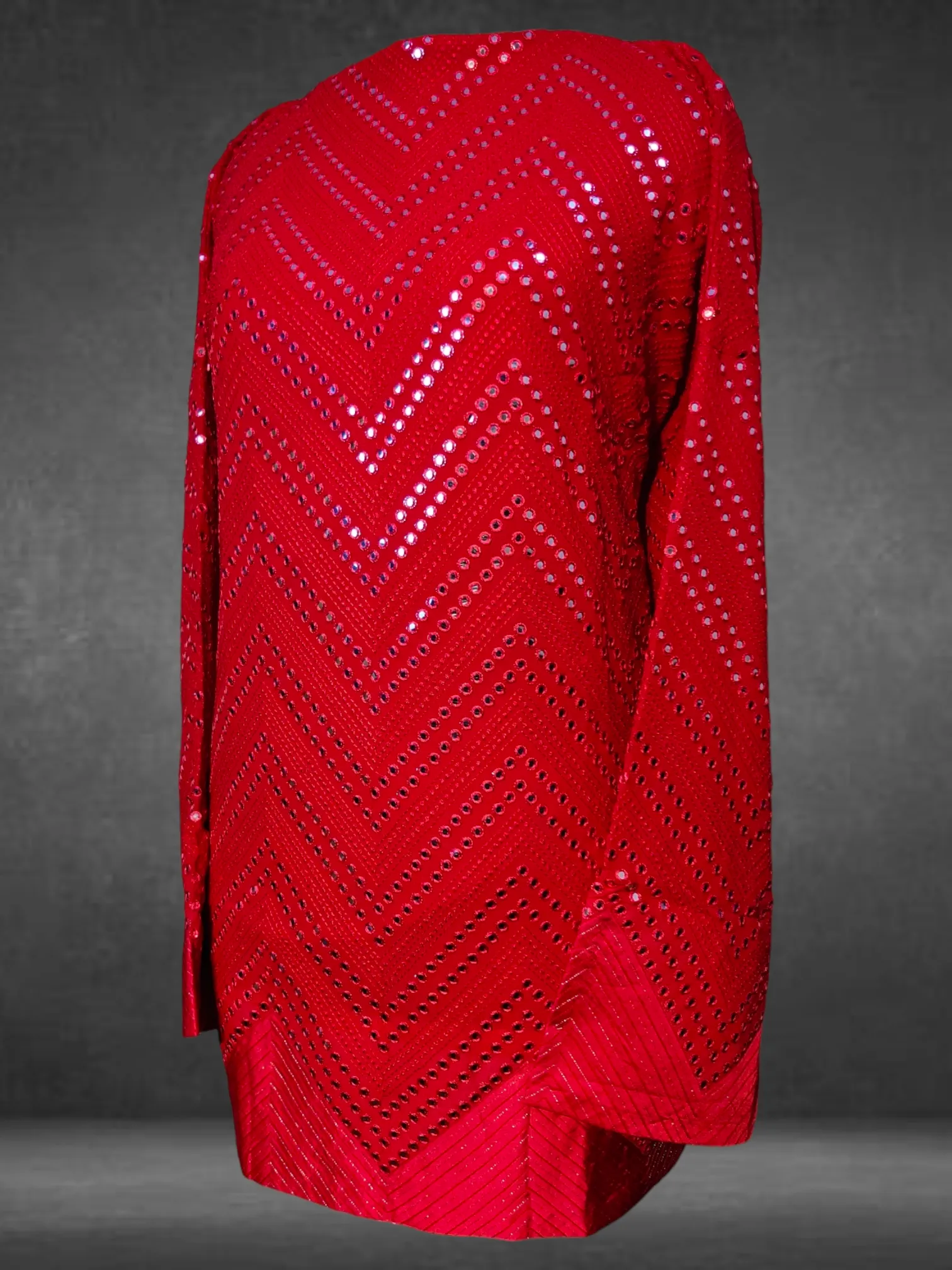 Semistitched georgette mirrorwork tunic