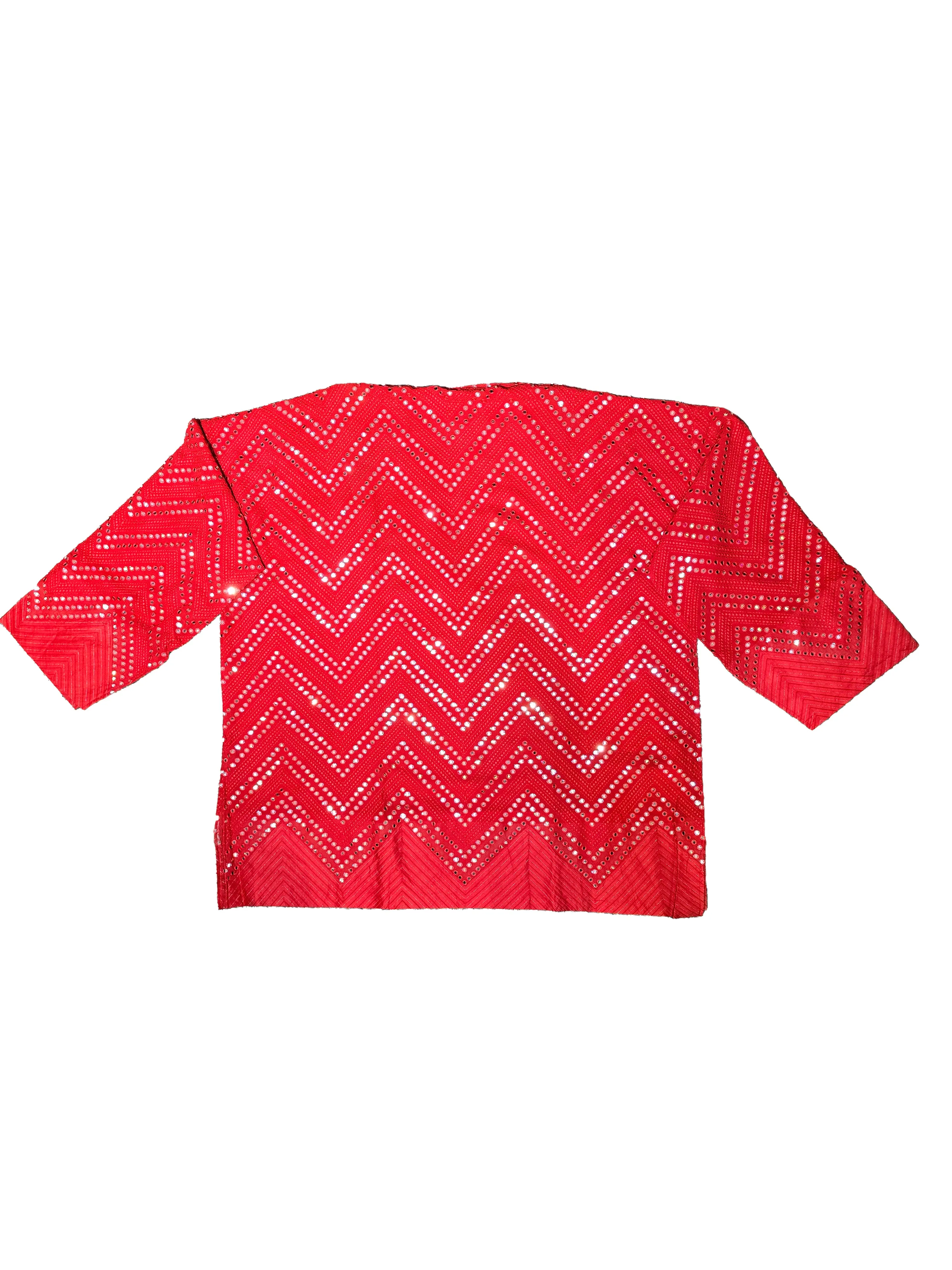 Semistitched georgette mirrorwork tunic