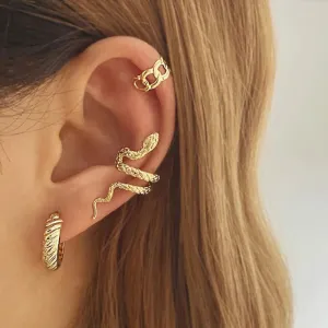 Snake Clips Vintage Gold Color Ear Bone Clip Punk Personality Accessories Gift 3Pcs/set Earring