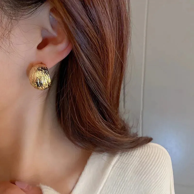 Stud Earring for Women - Rock Smooth Metal Peas Punk Party Valentine's Day Bijoux