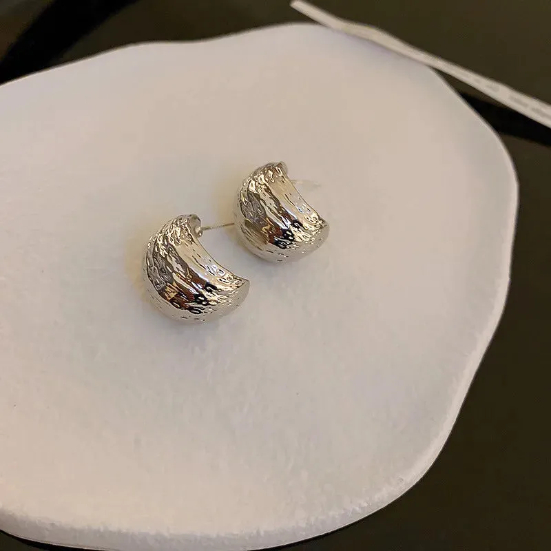 Stud Earring for Women - Rock Smooth Metal Peas Punk Party Valentine's Day Bijoux