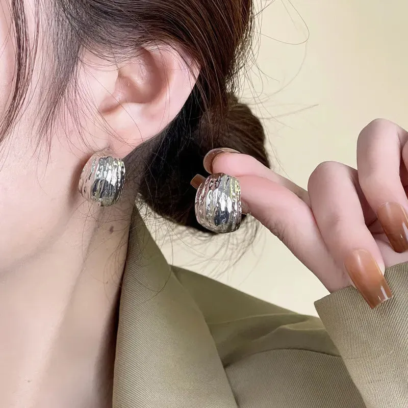 Stud Earring for Women - Rock Smooth Metal Peas Punk Party Valentine's Day Bijoux