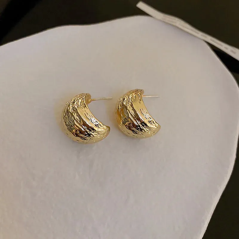 Stud Earring for Women - Rock Smooth Metal Peas Punk Party Valentine's Day Bijoux