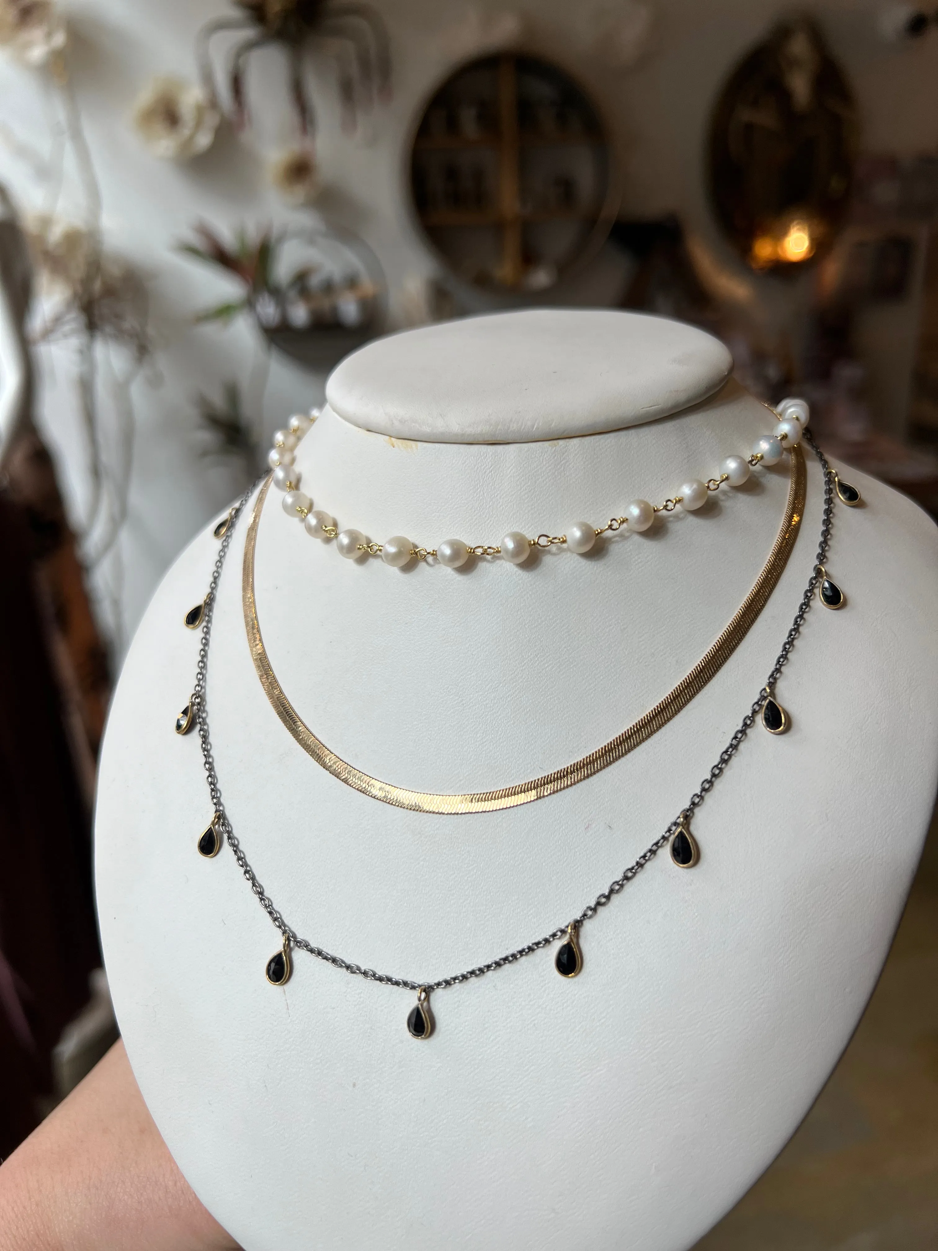 Susan Rifkin Black Spinel Tear Drop Necklace