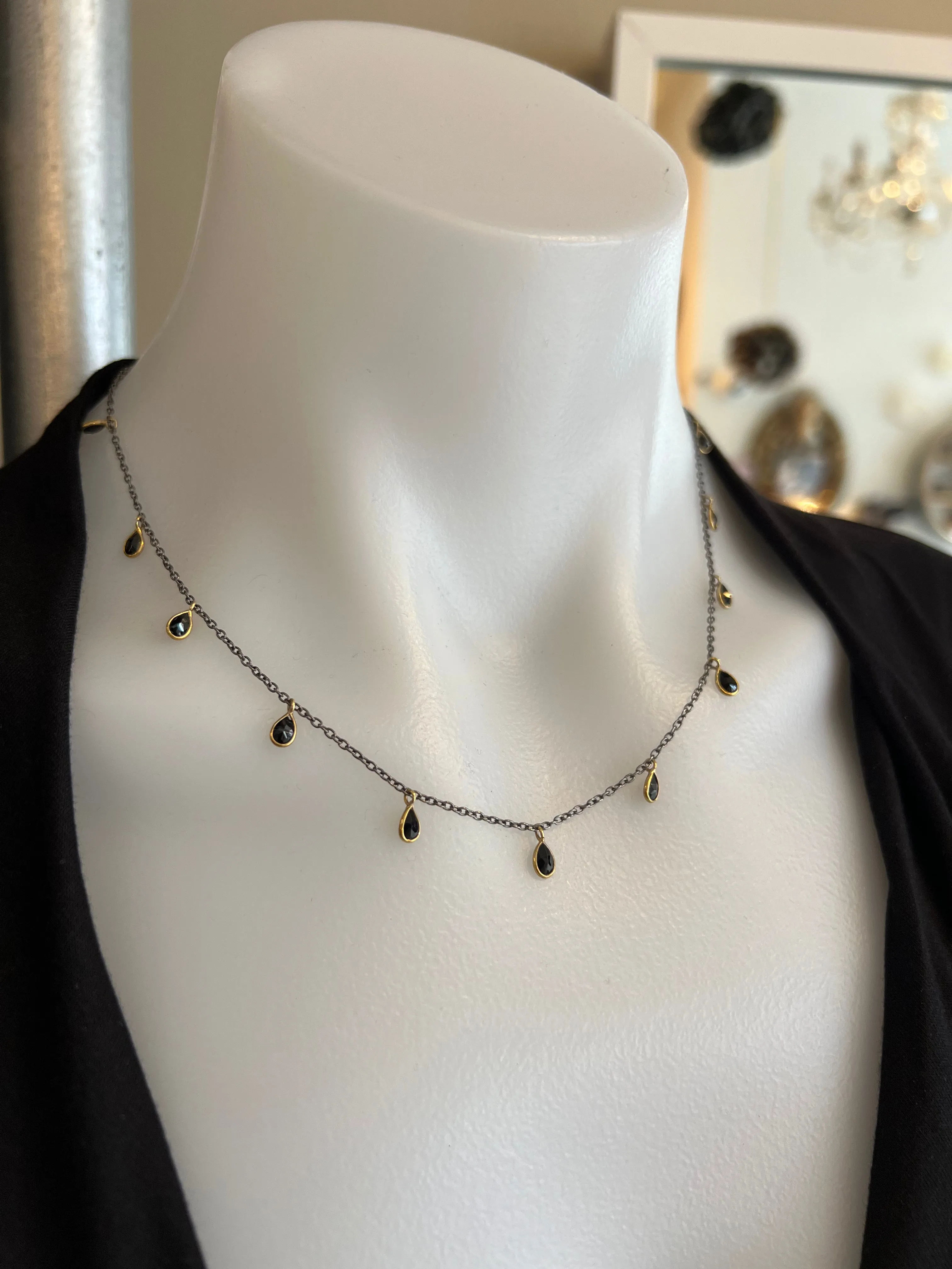 Susan Rifkin Black Spinel Tear Drop Necklace
