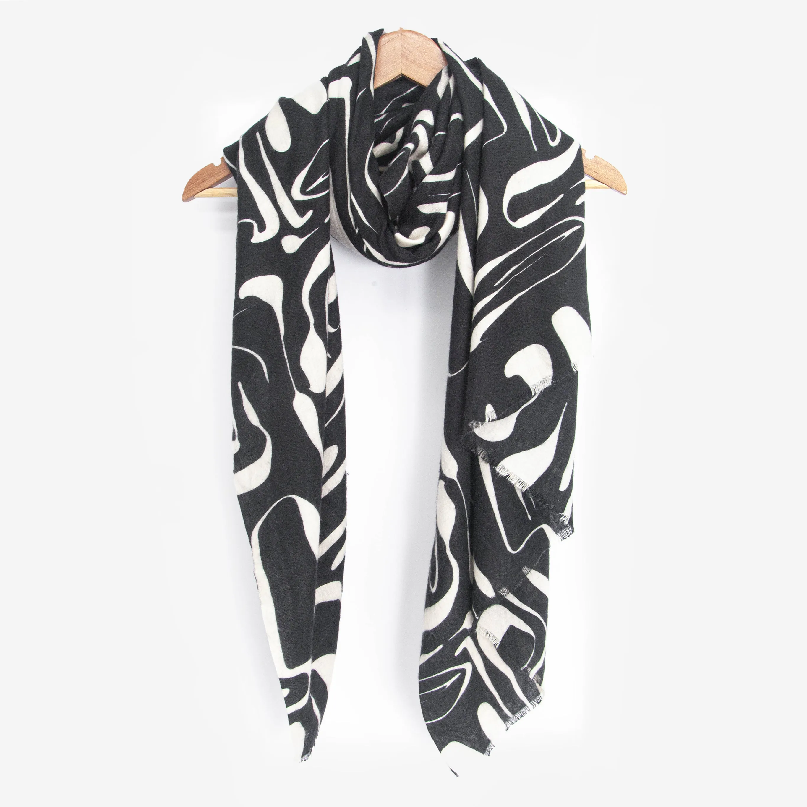 Vera Lightweight Scarf - Black, Abstract