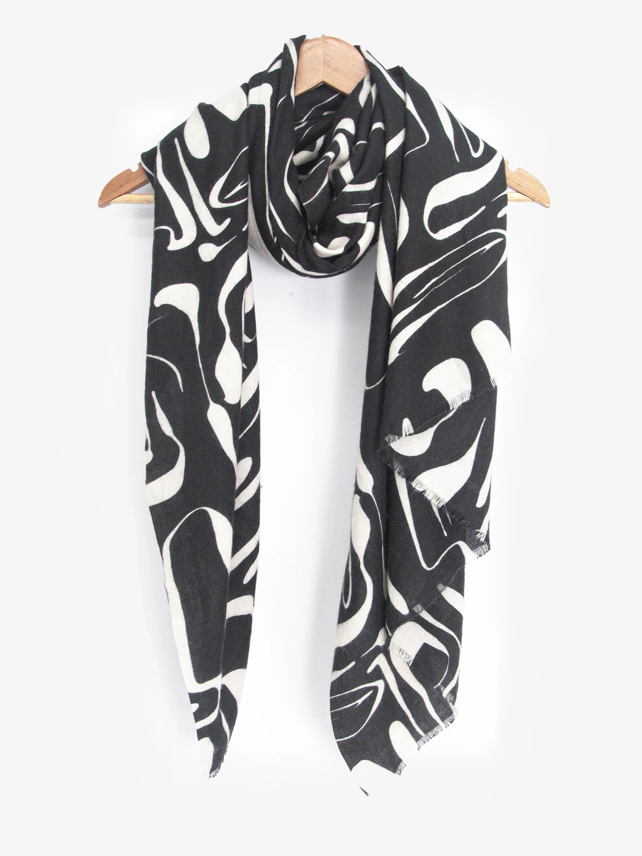 Vera Lightweight Scarf - Black, Abstract