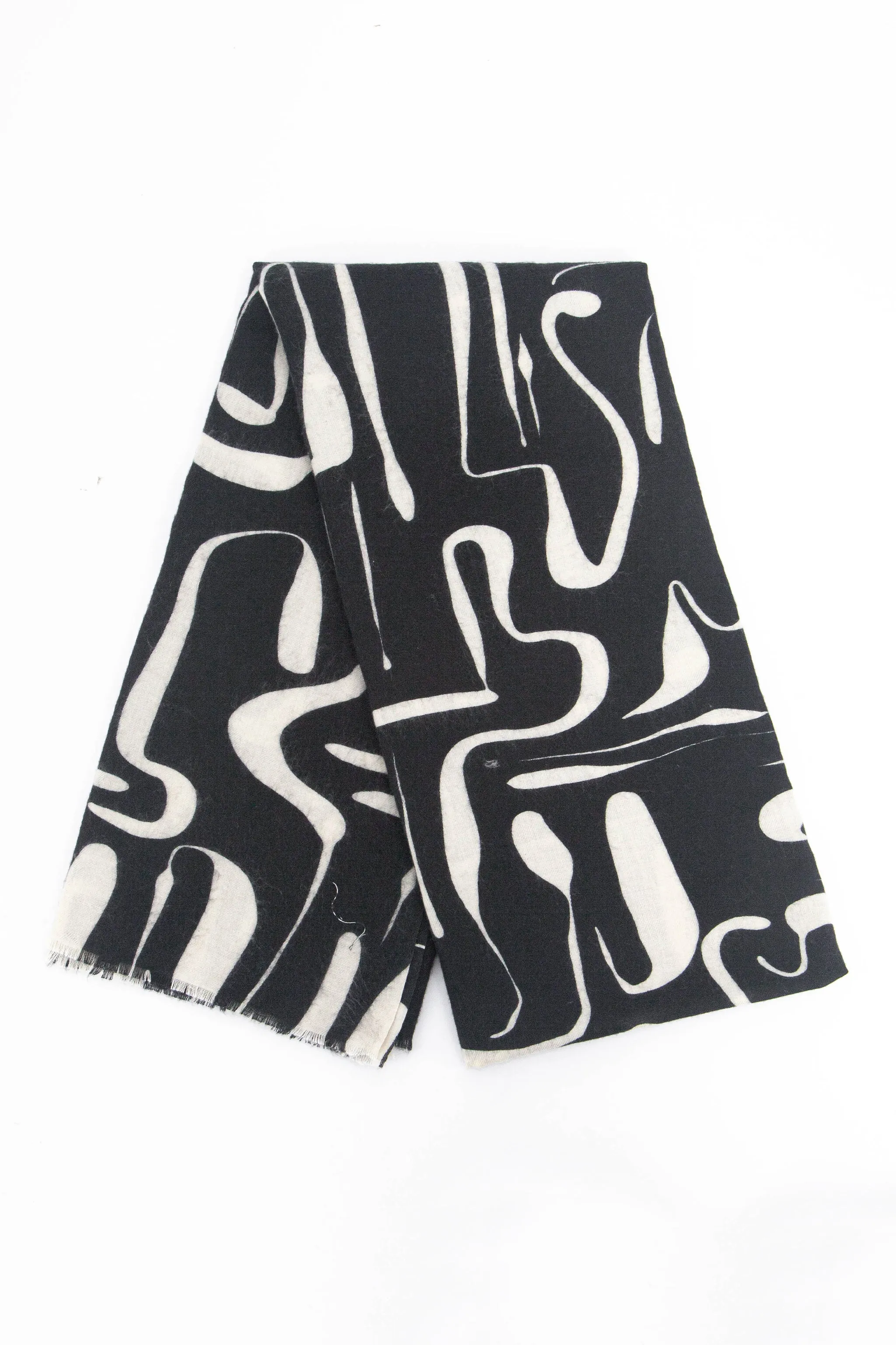 Vera Lightweight Scarf - Black, Abstract