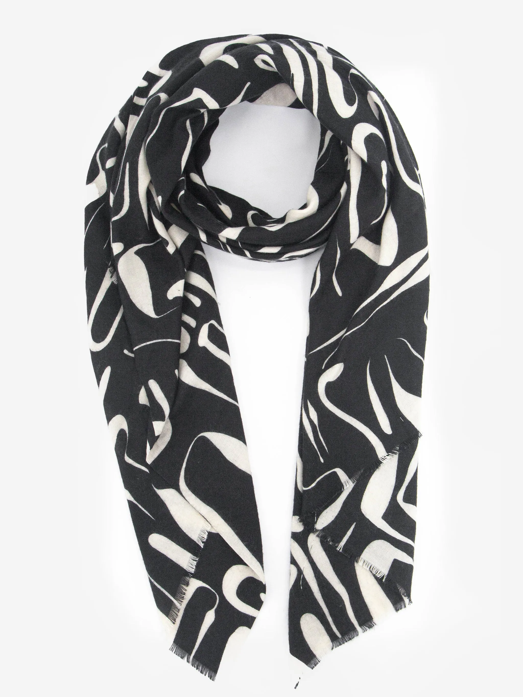 Vera Lightweight Scarf - Black, Abstract