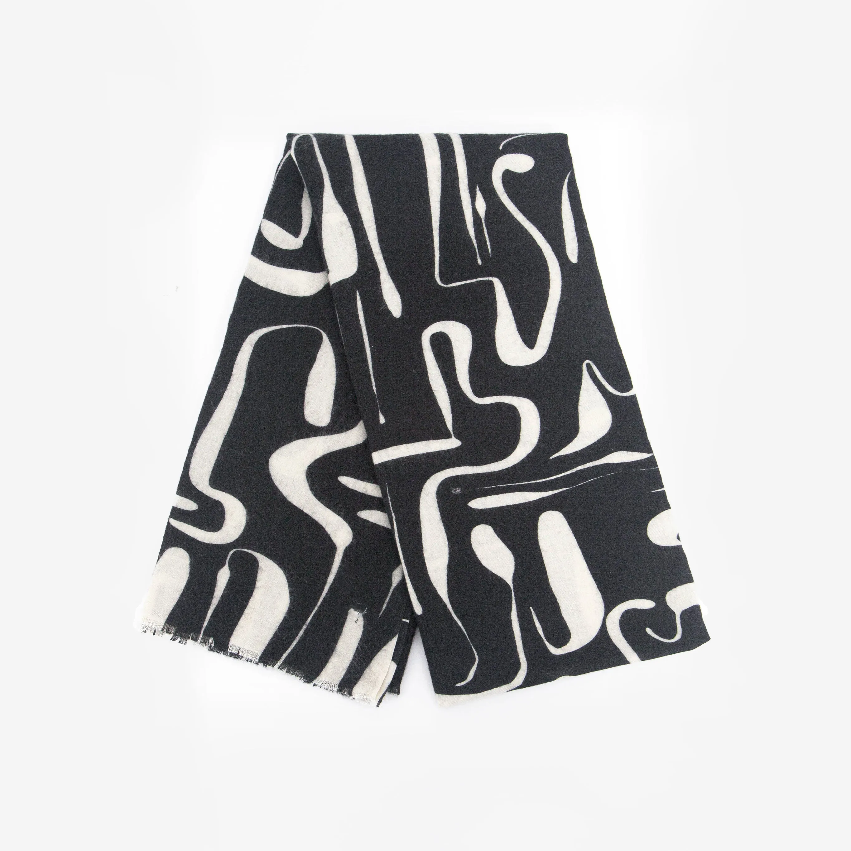 Vera Lightweight Scarf - Black, Abstract