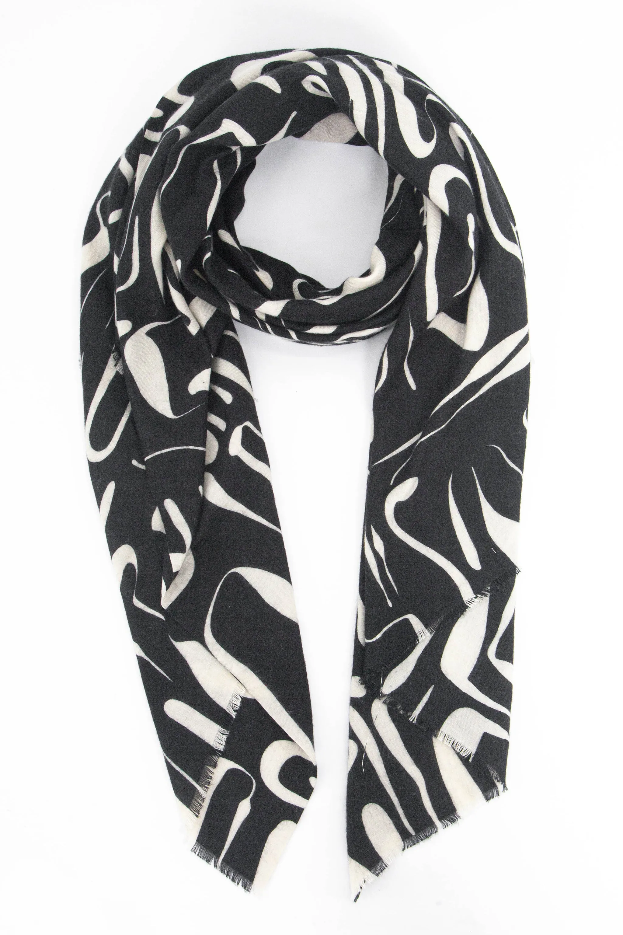 Vera Lightweight Scarf - Black, Abstract