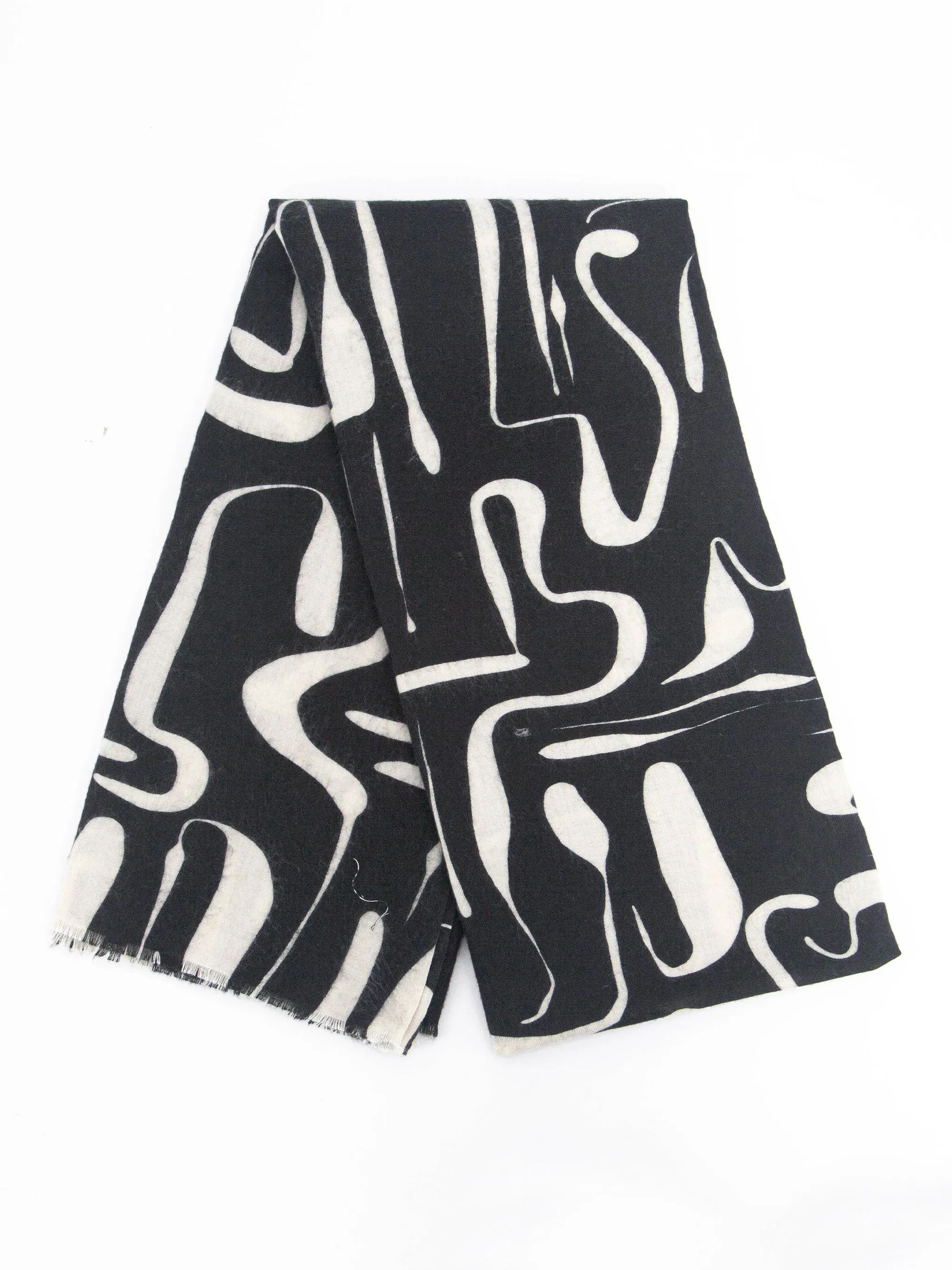 Vera Lightweight Scarf - Black, Abstract