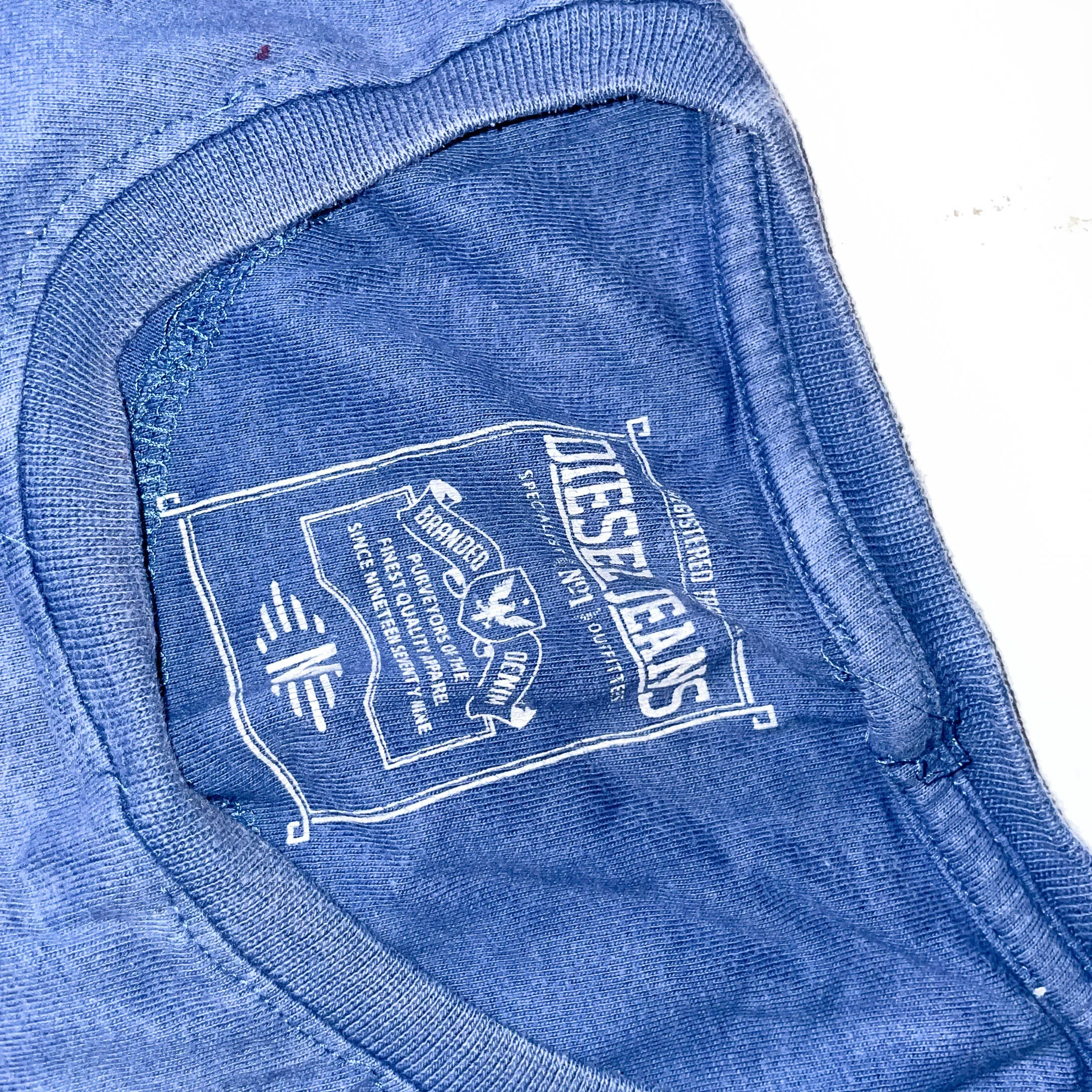Vintage Diesel jeans round sleeveless cotton mens medium blue tees