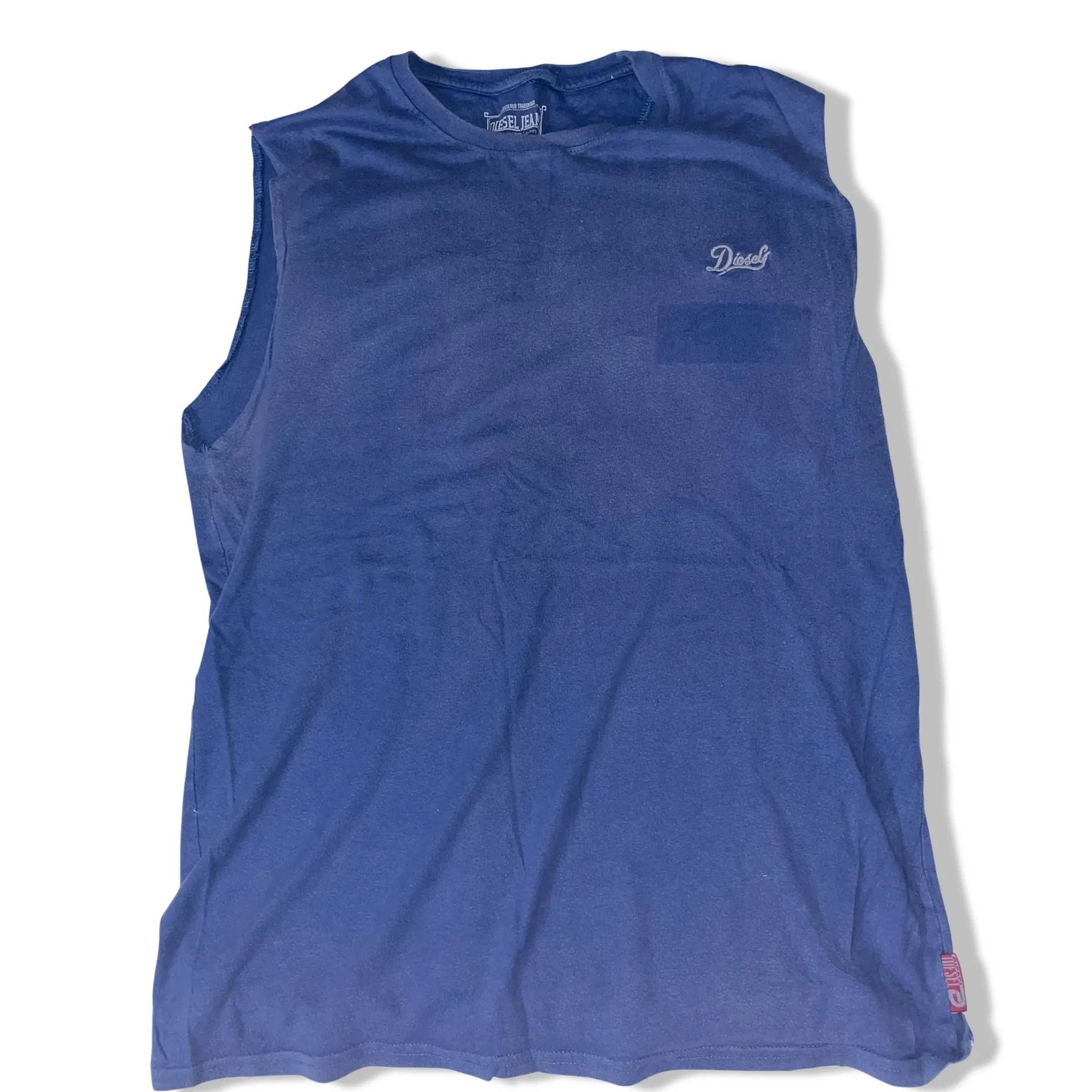 Vintage Diesel jeans round sleeveless cotton mens medium blue tees