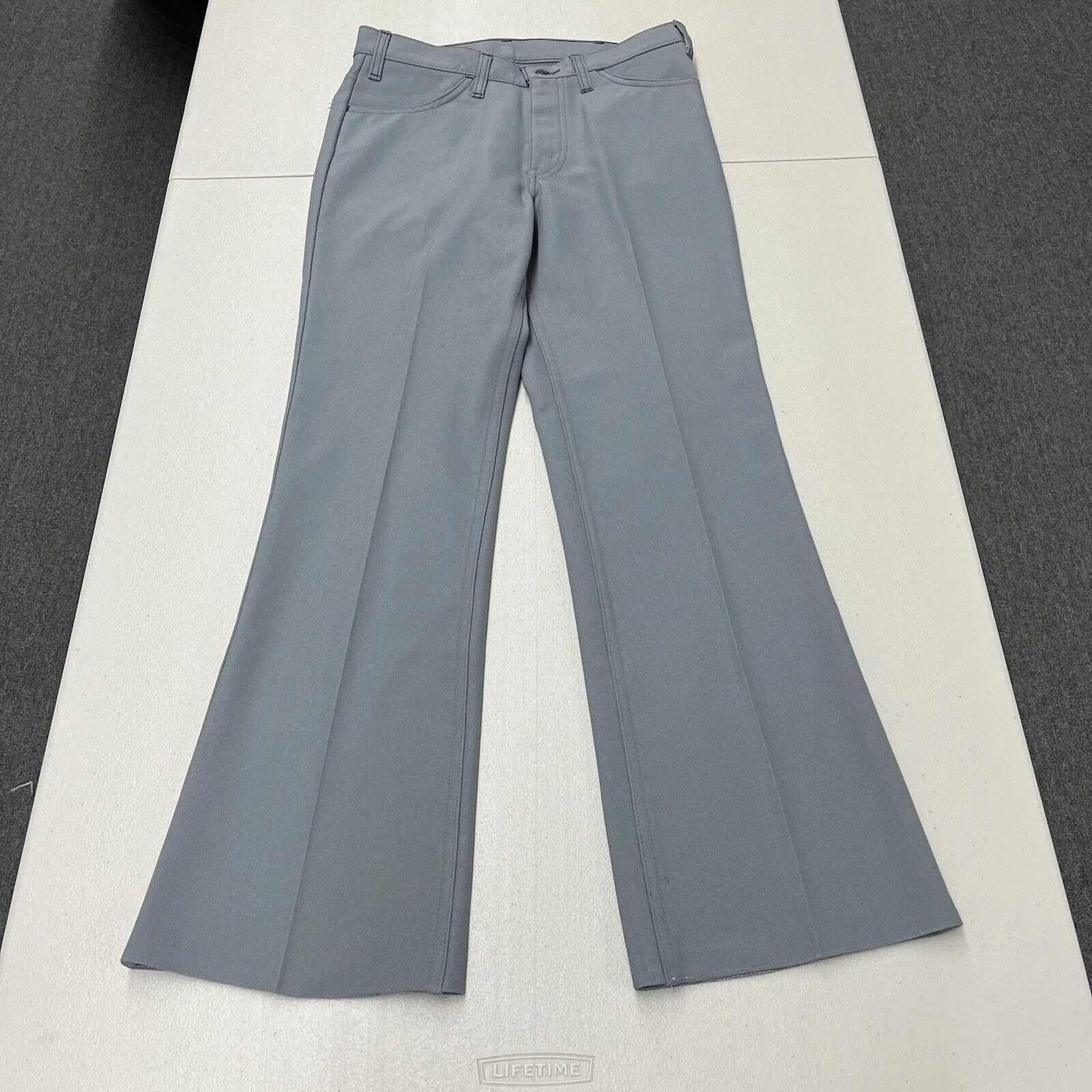 VTG 80s Levis Pants Men's Gray Chino Pleated Polyester Dracon Slacks Capital E