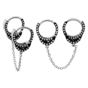 White Gold Double Handcuff Earring