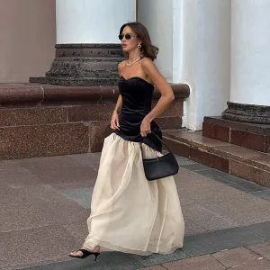 Women's Sexy Color Block Knit Strapless Dress