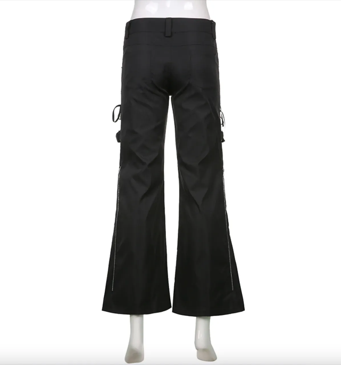 Women's Spring/Autumn Gothic Black Wide Leg Hight Waist Casual Pants