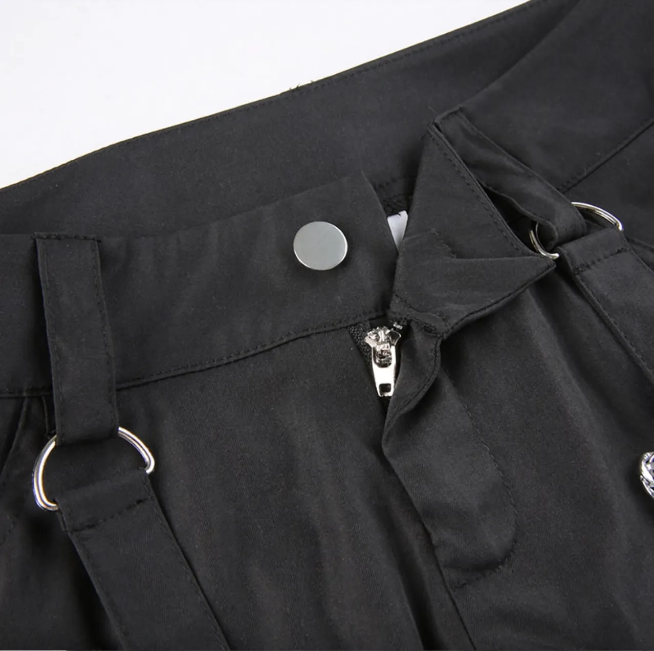 Women's Spring/Autumn Gothic Black Wide Leg Hight Waist Casual Pants