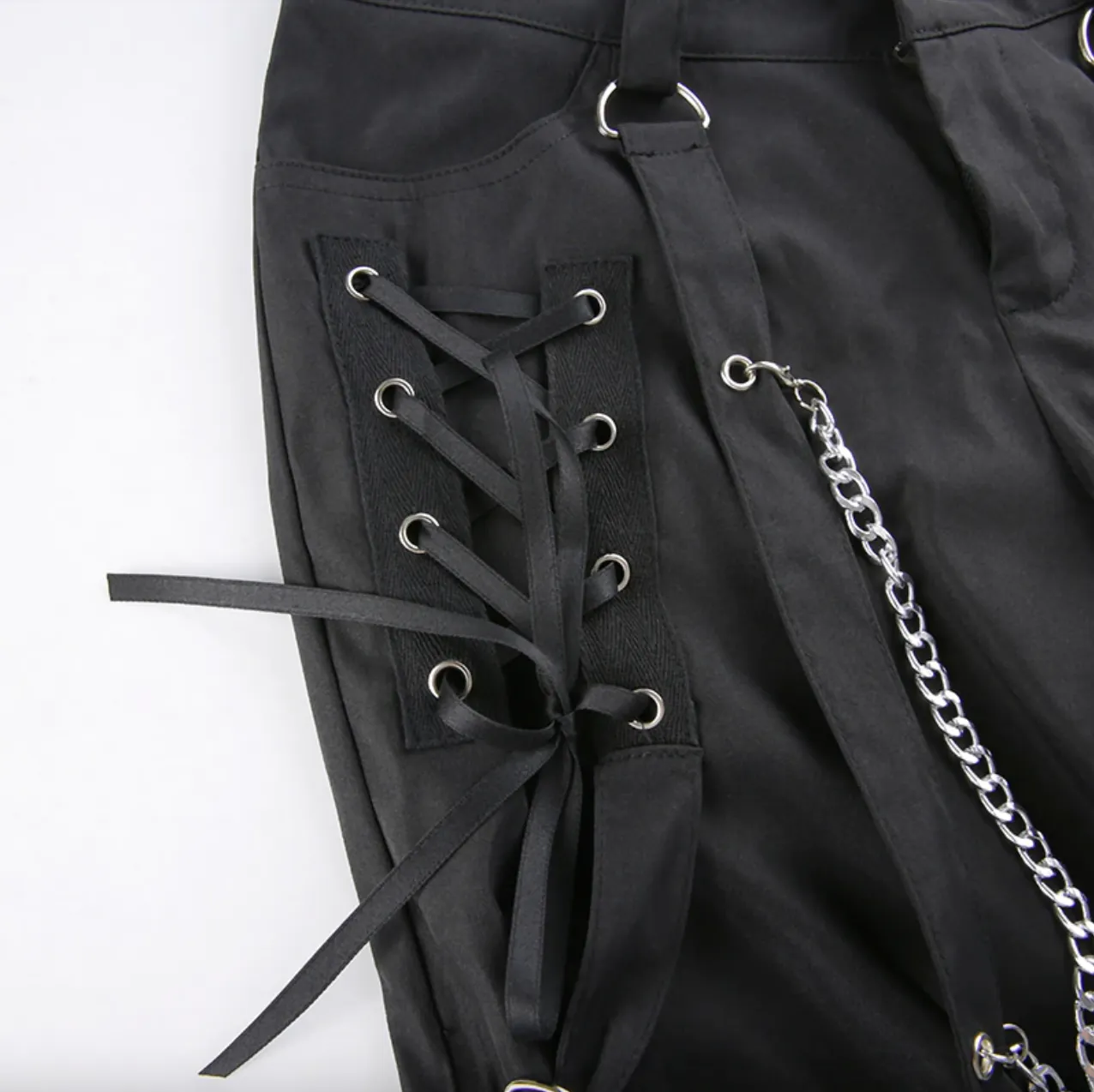 Women's Spring/Autumn Gothic Black Wide Leg Hight Waist Casual Pants