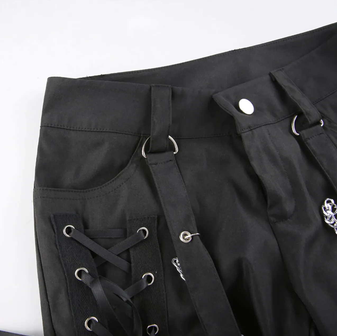 Women's Spring/Autumn Gothic Black Wide Leg Hight Waist Casual Pants
