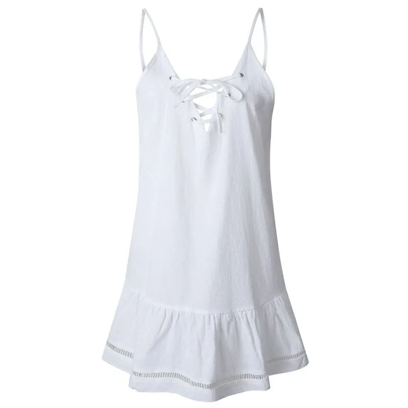 Women's Summer V-Neck Loose Cotton Dress