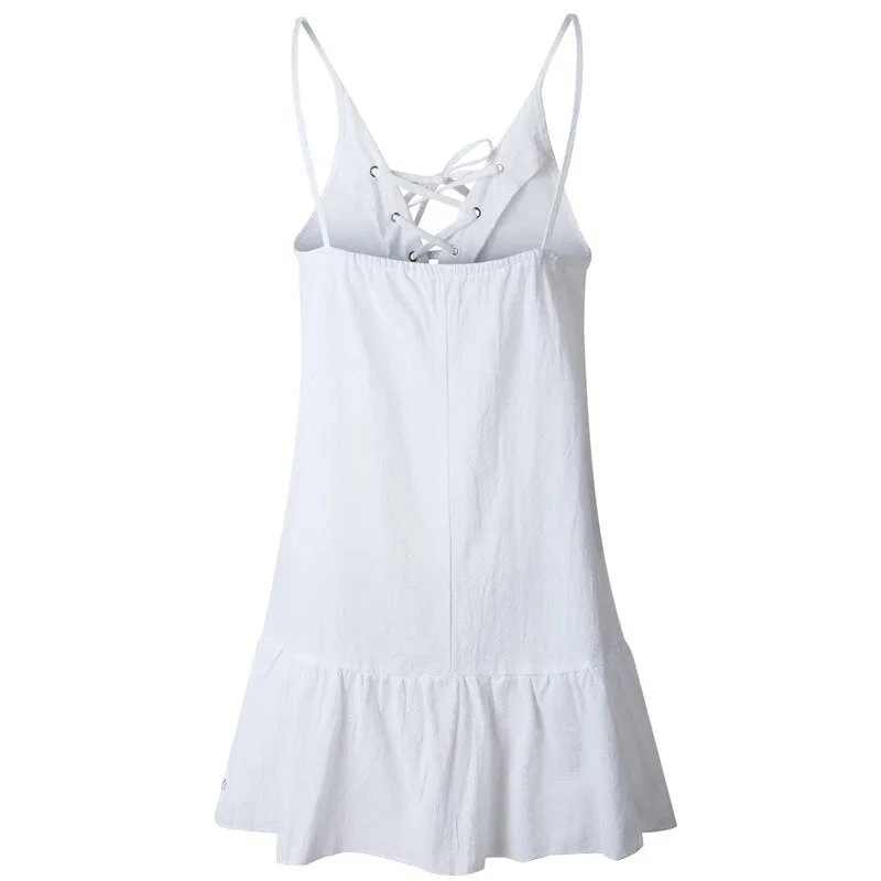 Women's Summer V-Neck Loose Cotton Dress