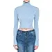 Women's Turtle Neck Long Sleeve Fine Gauge Sweater Crop Top