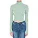 Women's Turtle Neck Long Sleeve Fine Gauge Sweater Crop Top