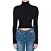 Women's Turtle Neck Long Sleeve Fine Gauge Sweater Crop Top