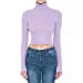 Women's Turtle Neck Long Sleeve Fine Gauge Sweater Crop Top
